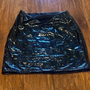 Naked Wardrobe Latex Black Mini Skirt